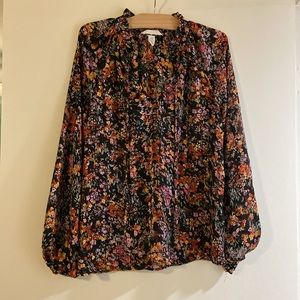 H&M Floral Print Sheer Black Tunic XS